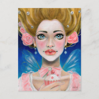 Marie Antoinette Gold Laat ze roze cupcake eten Briefkaart