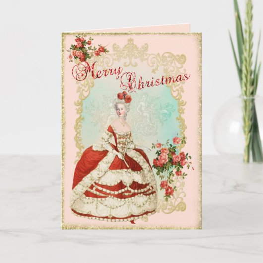 Marie Antoinette  Greeting Card Christmas Rose Feestdagen Kaart (Voorkant)
