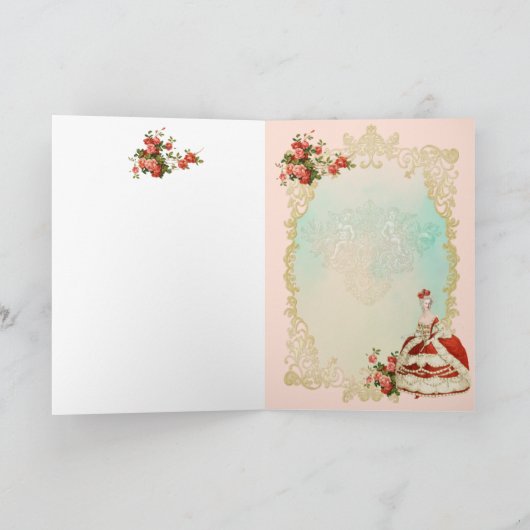 Marie Antoinette  Greeting Card Christmas Rose Feestdagen Kaart (Binnen)