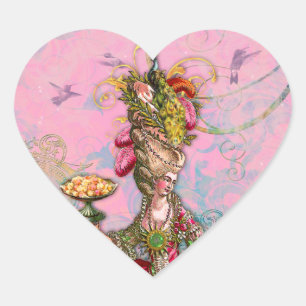 Marie Antoinette Hot Pink & Peacock Hart Sticker