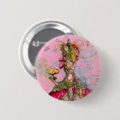 Marie Antoinette Hot Pink & Peacock Ronde Button 5,7 Cm (Voorkant /achterkant)