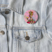 Marie Antoinette Hot Pink & Peacock Ronde Button 5,7 Cm (In situ)