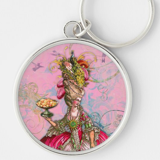 Marie Antoinette Hot Pink & Peacock Sleutelhanger (Voorkant)