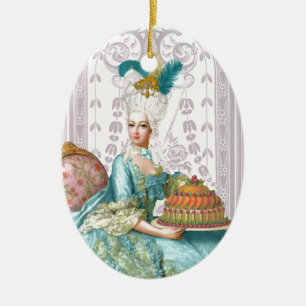 Marie Antoinette in Aqua Keramisch Ornament