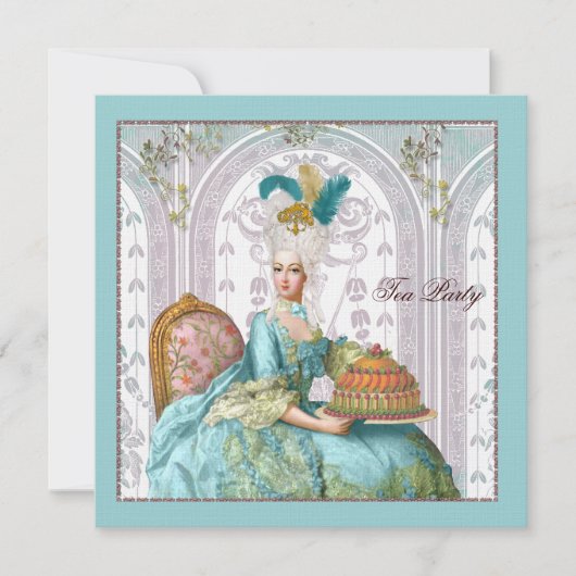 Marie Antoinette in Aqua met Cake Kaart (Voorkant)