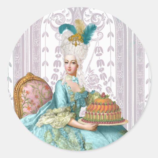 Marie Antoinette in Aqua Ronde Sticker (Voorkant)