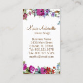 Marie Antoinette in Flowers - Visitekaartje (Achterkant)