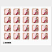 Marie Antoinette in Hot Pink Rococo lijst Vierkante Sticker (Vel)