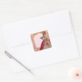 Marie Antoinette in Hot Pink Rococo lijst Vierkante Sticker (Envelop)