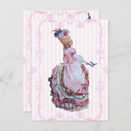 Marie Antoinette in roze Briefkaarten (Voorkant / Achterkant)