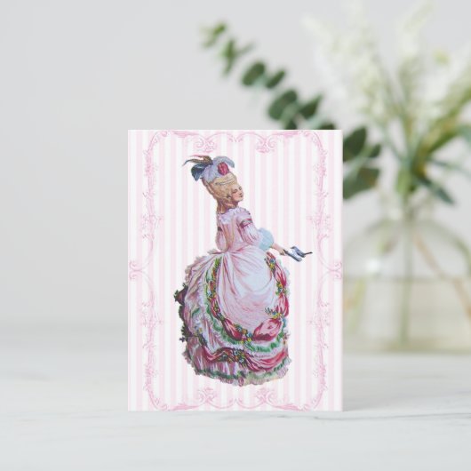 Marie Antoinette in roze Briefkaarten (Staand voorkant)