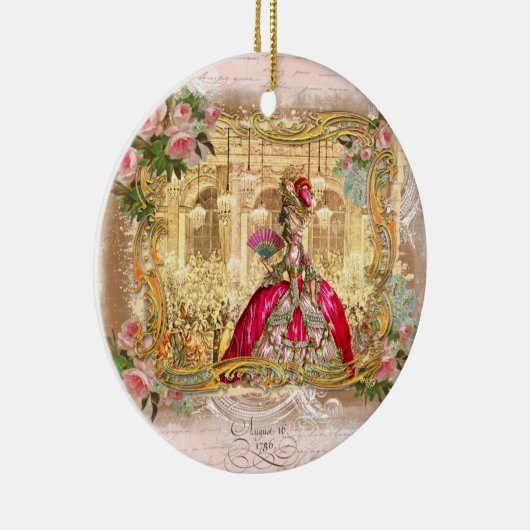 Marie Antoinette in Roze kerstversiering Keramisch Ornament (Rechts)