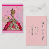 Marie Antoinette in roze met Peacock Visitekaartje (Voorkant / Achterkant)