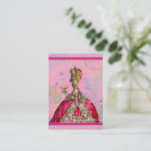 Marie Antoinette in roze met Peacock Visitekaartje (Staand voorkant)
