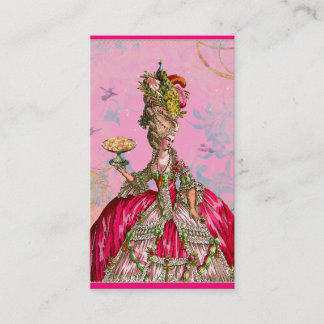 Marie Antoinette in roze met Peacock Visitekaartje