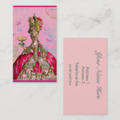 Marie Antoinette in roze met Peacock Visitekaartje (Voorkant / Achterkant)
