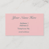 Marie Antoinette in roze met Peacock Visitekaartje (Achterkant)