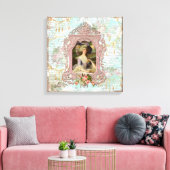 Marie Antoinette ingelijst in roze Canvas Afdruk (Insitu (Woonkamer))