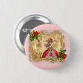 Marie Antoinette kerstbal Ronde Button 5,7 Cm (Voorkant /achterkant)