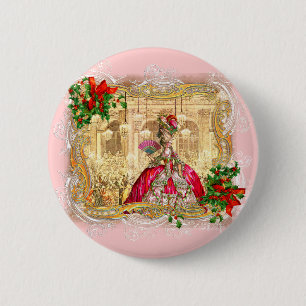 Marie Antoinette kerstbal Ronde Button 5,7 Cm