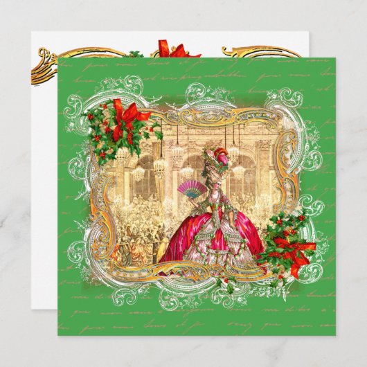 Marie Antoinette Kerstmis Uitnodiging (Voorkant / Achterkant)