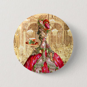 Marie Antoinette Kersttea Party Button Pin