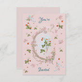 Marie Antoinette Klein Roze Aardbei Uitnodiging (Voorkant / Achterkant)