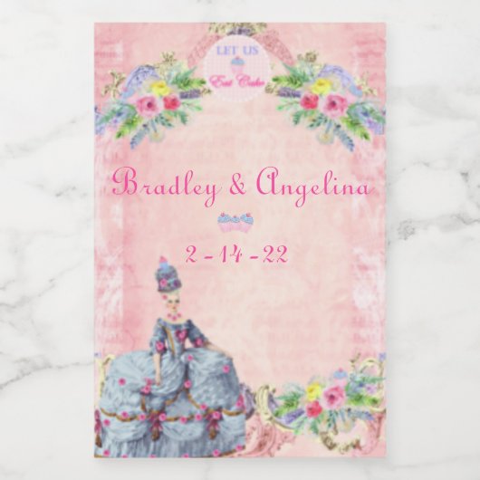 Marie Antoinette ~ Laat ons eten Cake wijn label Wijn Etiket (Enkel label)