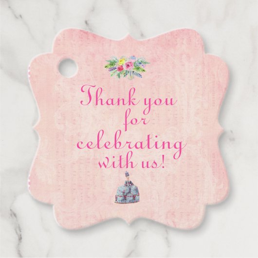 Marie Antoinette ~ Laat ons taart eten Bedankjes Labels (Voorkant)