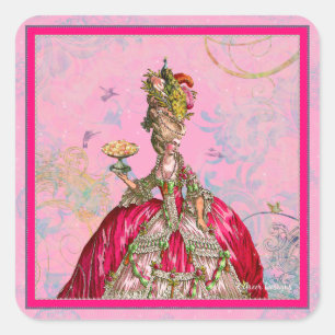 Marie Antoinette Laat ze cake eten en Peacock Vierkante Sticker