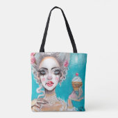 Marie Antoinette Laat ze cupcake Mini eten Tote Bag (Achterkant)