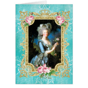 Marie Antoinette Le Brun Portrait Blue Damask-kaar