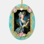 Marie Antoinette LeBrun Portrait Blue Damask Ornam Keramisch Ornament (Voorkant)