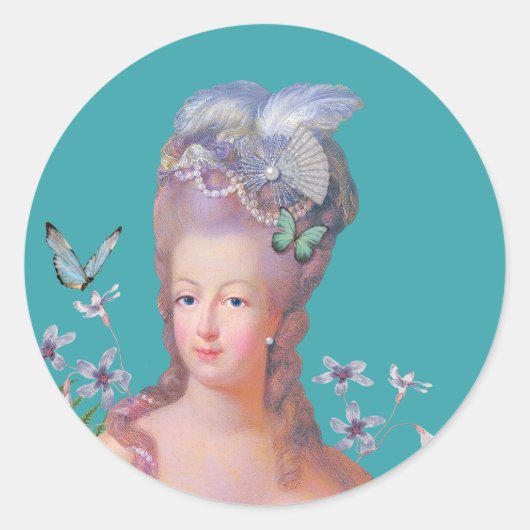 Marie Antoinette Lets Eet Taart Verjaardag Ronde Sticker (Voorkant)