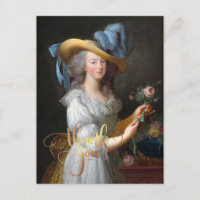 Marie Antoinette met een roos Dank je