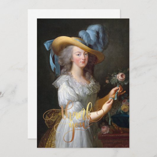 Marie Antoinette met een roos Dank u Bedankkaart (Voorkant / Achterkant)