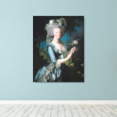 Marie Antoinette met een Roos van Elisabeth Le Bru Canvas Afdruk (Insitu (Houten vloer))