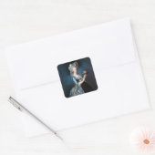Marie Antoinette met een roos Vierkante Sticker (Envelop)