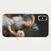 Marie Antoinette met een roze pioen Case-Mate iPhone Case (Achterkant (horizontaal))