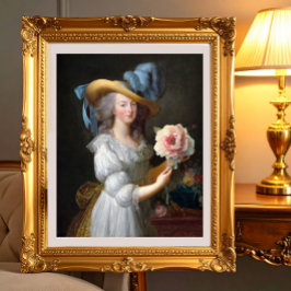Marie Antoinette met een roze pioen Foto Afdruk