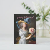 Marie Antoinette met een roze pioen Gelukkige Verj (Staand voorkant)