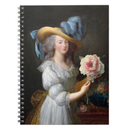 Marie Antoinette met een roze pioen Notitieboek