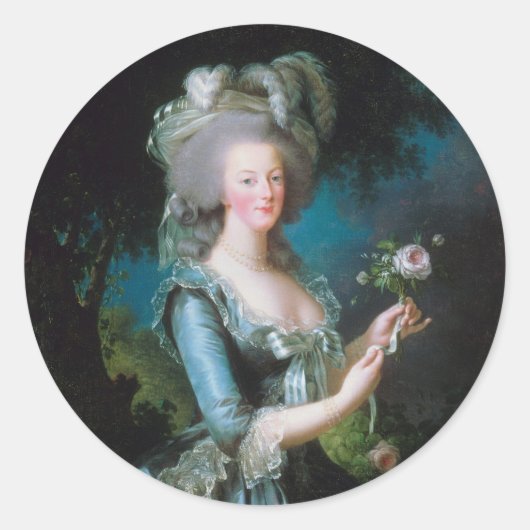 Marie-Antoinette met het Roos van Elisabeth Lebrun Ronde Sticker (Voorkant)