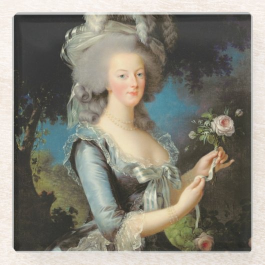 Marie Antoinette met Roos 1783 Glazen Onderzetter (Voorkant)