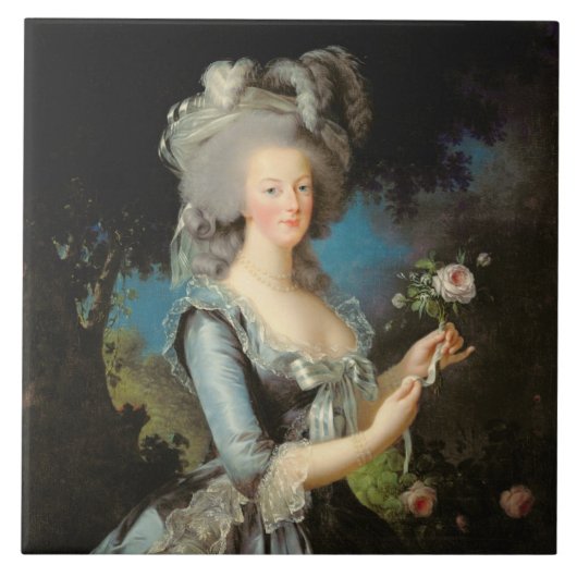 Marie Antoinette met Roos 1783 Tegeltje (Voorkant)