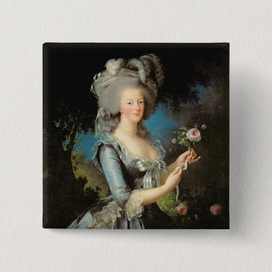 Marie Antoinette met Roos 1783 Vierkante Button 5,1 Cm (Voorkant)