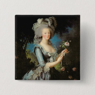 Marie Antoinette met Roos 1783 Vierkante Button 5,1 Cm