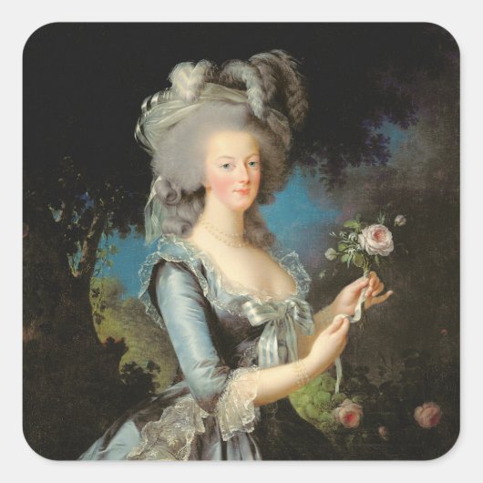 Marie Antoinette met Roos 1783 Vierkante Sticker (Voorkant)