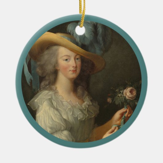 Marie Antoinette met Roos Keramisch Ornament (Voorkant)