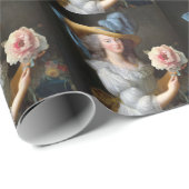 Marie Antoinette met roze anemoon bloem Cadeaupapier (Rol Hoek)
